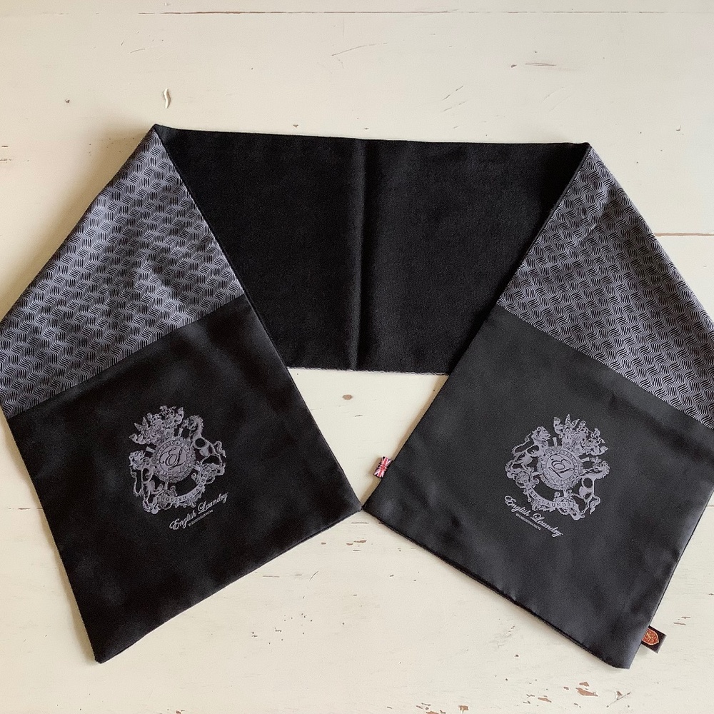 ENGLISH LAUNDRY Christopher Wicks Mens Black Gray Wool & Poly Brand Logo Scarf